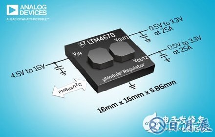 ADI推 LTM4678降压型µModule®稳压器  可实现 90% 的峰值效率