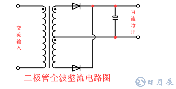 2个二极管全波整流电路图