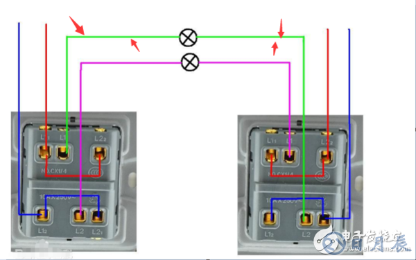 双开电灯开关怎么接线